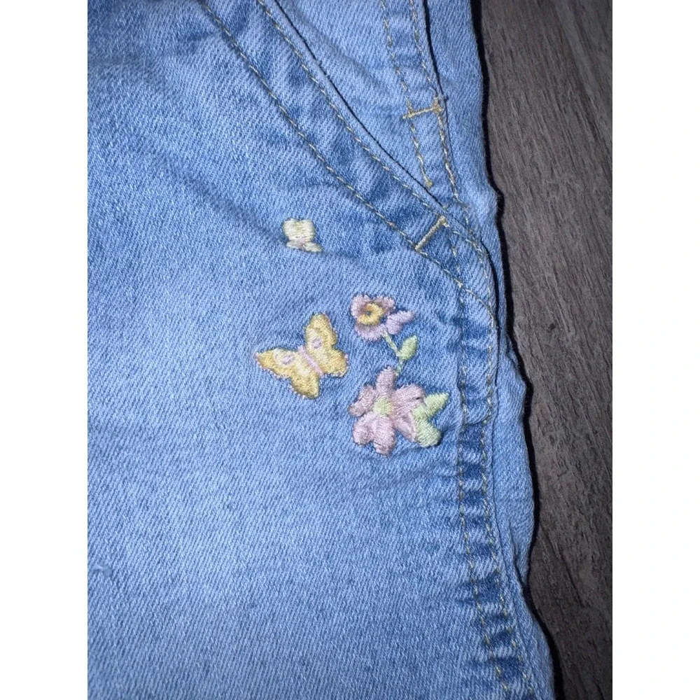 OshKosh Bgosh Girls Blue Denim Butterfly Embroidered Shortalls Size 3T 6K411710